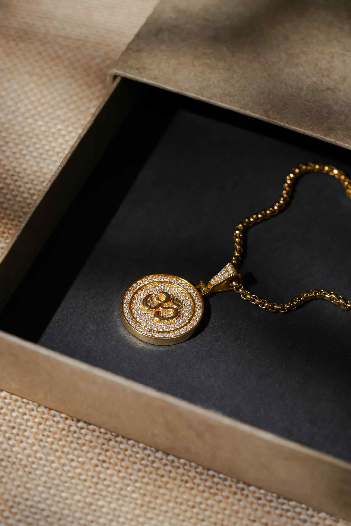 Om Symbol Gold-Toned Pendant with Chain
