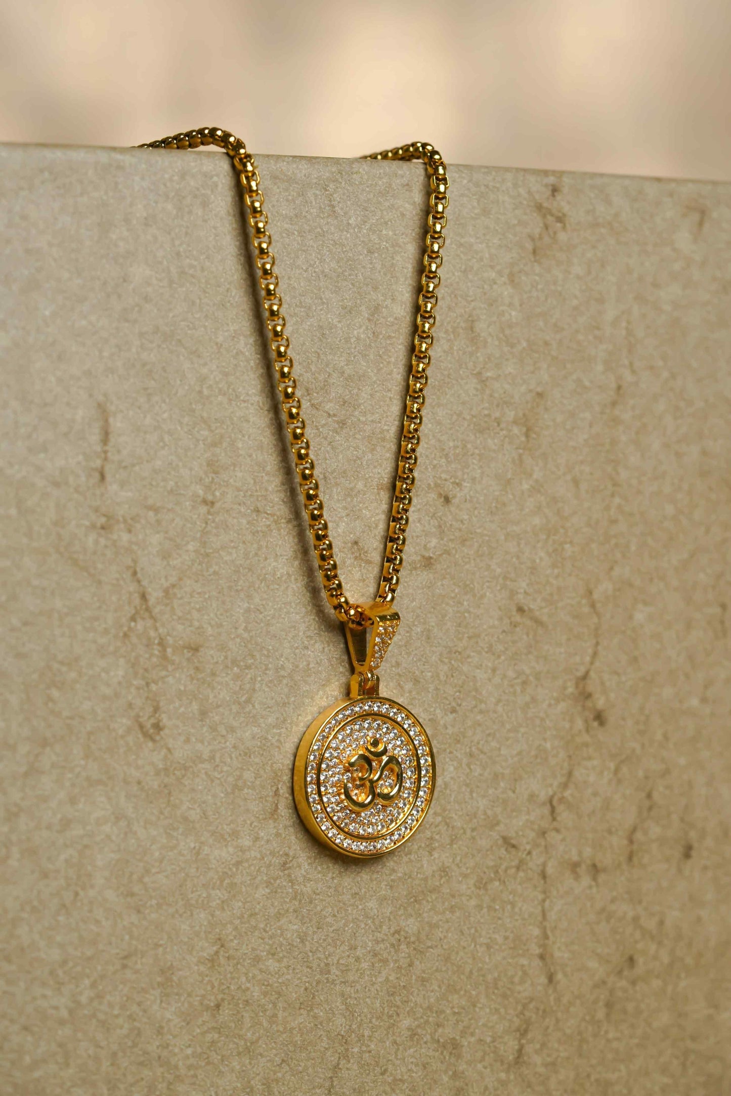 Om Symbol Gold-Toned Pendant with Chain