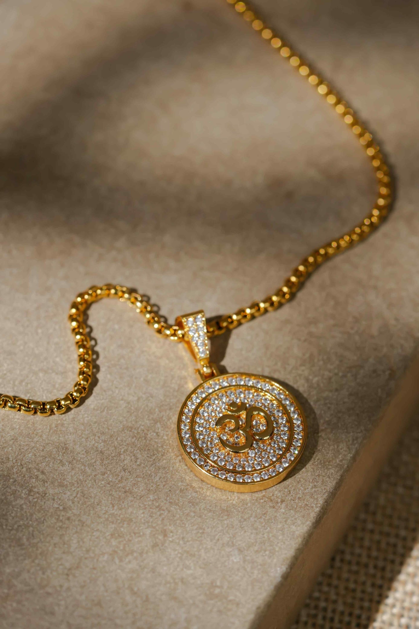 Om Symbol Gold-Toned Pendant with Chain